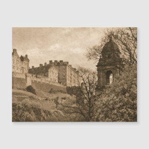 Photographie sépia du château d'Édimbourg