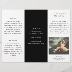 Photographie simple noir blanc triple Brochure