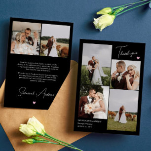 Photographies de Mariage de coeur rose noir Merci 