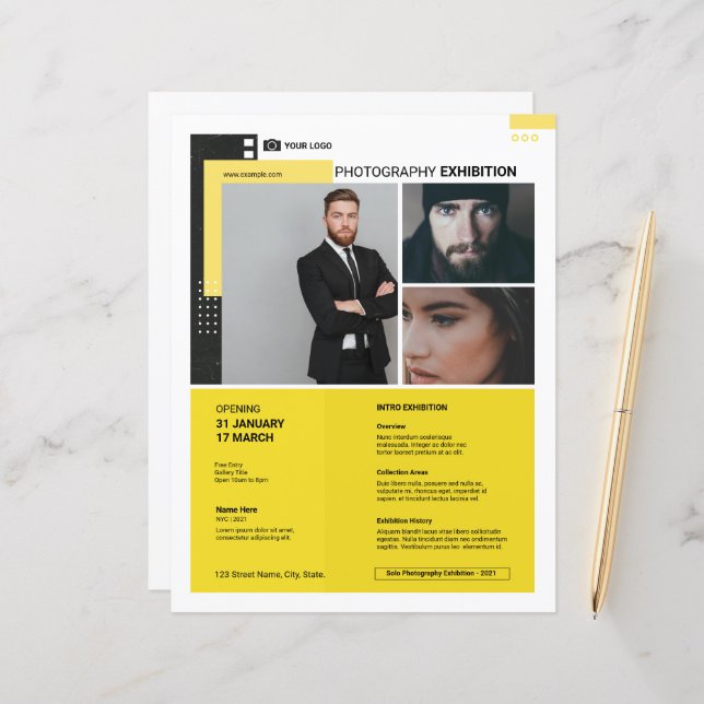 Photography Exhibition Flyer Template (Devant/Arrière en situation)