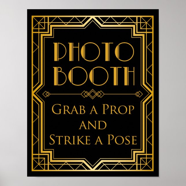 Photomaton Panneau de Mariage | Gatsby Art Déco (Devant)