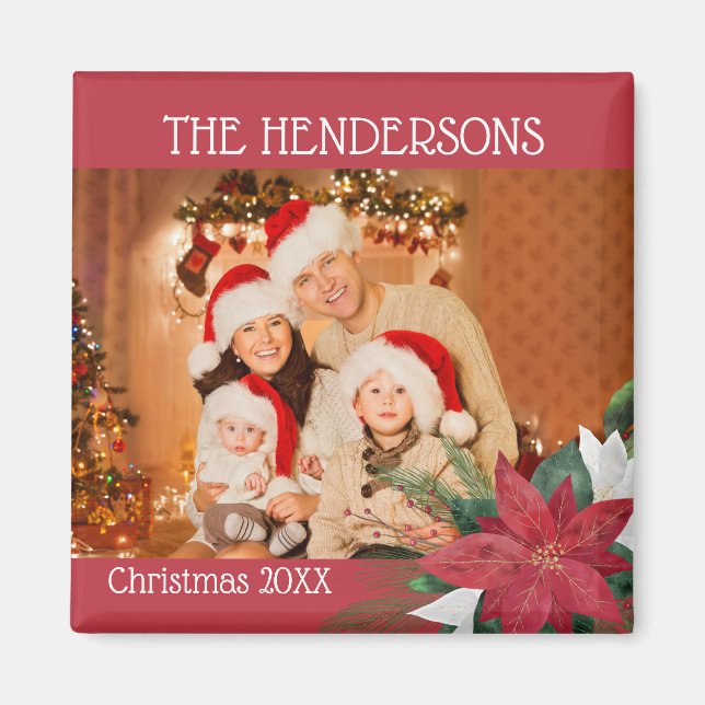 Photos de famille Magnet de Noël Poinsettia (Devant)