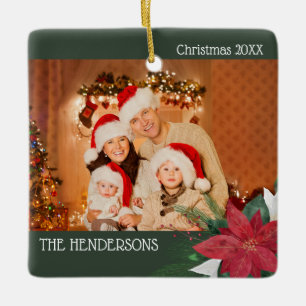 Photos de famille Ornement de Noël Poinsettia