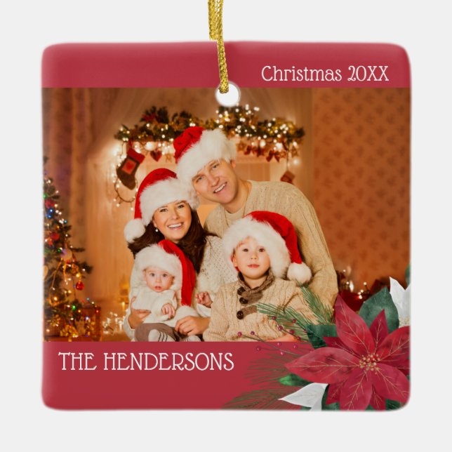 Photos de famille Ornement de Noël Poinsettia (Devant)
