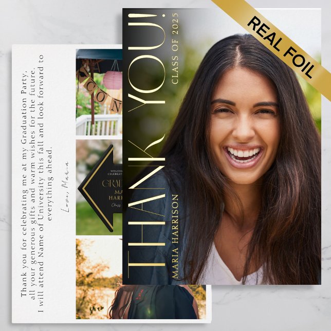 Photos de graduation Élégante Carte de remerciemen (Créateur téléchargé)