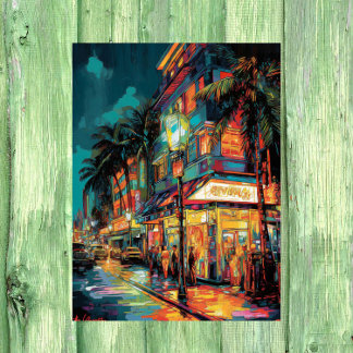 Photos de Miami Nightscape : Foil Poster Imprimer