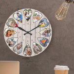 Photos en forme de coeur Bois clair Grande horloge<br><div class="desc">Créez votre propre horloge multiphoto. Le modèle photo est configuré pour ajouter 12 photos qui sont affichées dans un cadre en forme de coeur. La conception utilise des photos verticales de portrait pour tous les numéros sauf 3 et 9 qui sont en format horizontal paysage. Le visage de l'horloge a...</div>