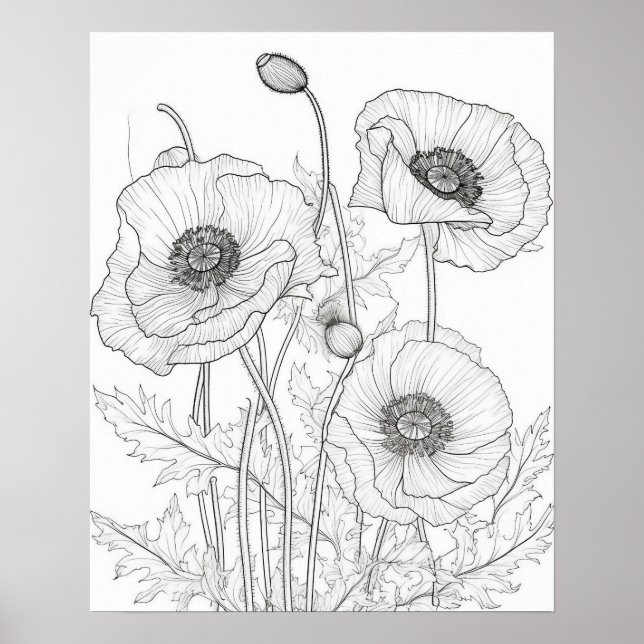 Photos Fleurs Colorier Poster pour adultes (Devant)