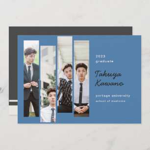 Photos Graduation Cobalt Blue Black Faire-part