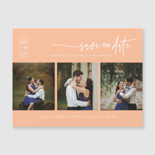 Photos Peach Minimal Enregistrer la date Carte mag