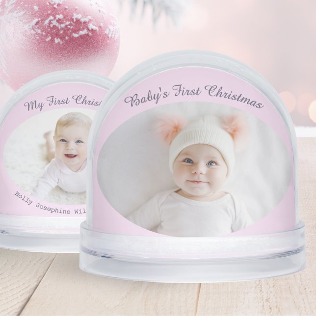 Photos personnalisées de Noël pour bébé Pretty Pin (A cute snowglobe for baby's first Christmas, with custom photo on both sides)