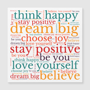 Phrases positives Motif WordArt Multicolor Blanc