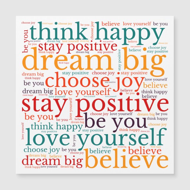 Phrases positives Motif WordArt Multicolor Blanc (Devant)