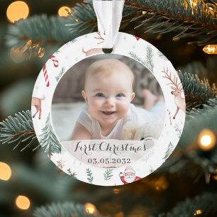 Phto First Christmas Script Classique Rustique Mot