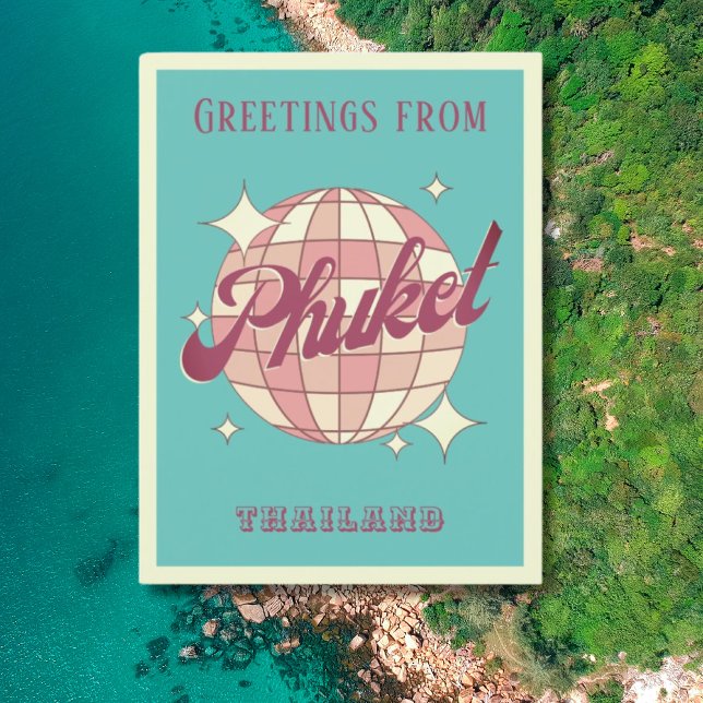 Phuket Thaïlande vacances Retro Carte postale Vint (Créateur téléchargé)