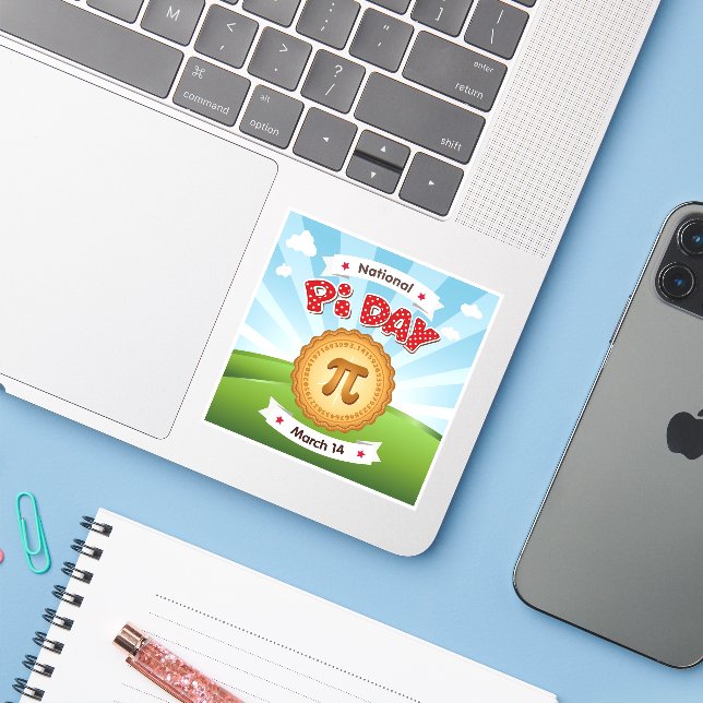 Pi Day, 14 Mars Sticker Vinyl (Ordinateur portable avec iPhone)