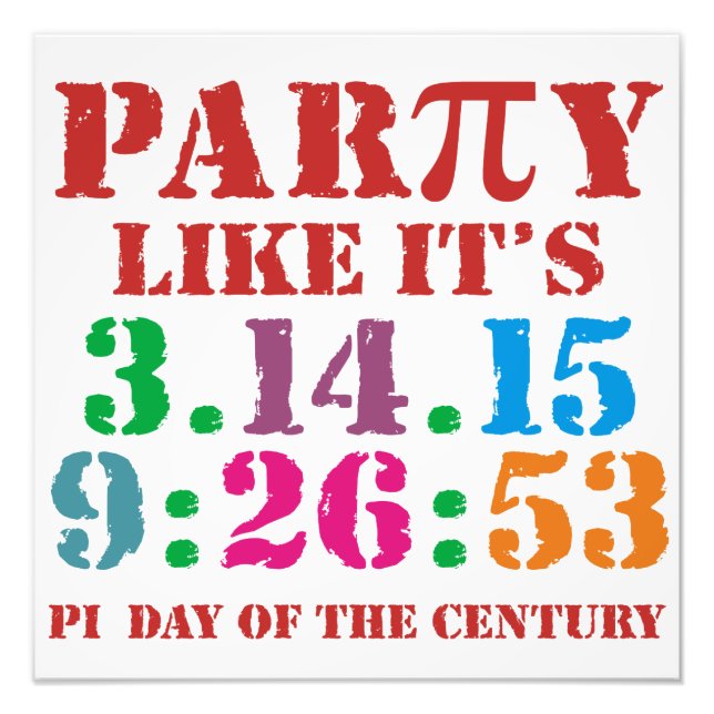 Pi day 2015 poster imprimer art 3.14.15 9:26:53 Pi (Devant)