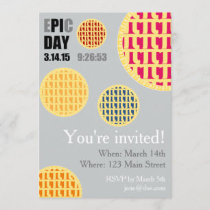 Pi Day Party Invitation Card - E*PI*C DAY 2015
