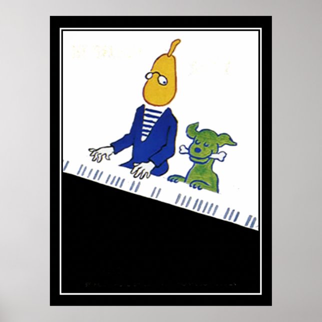 Pianiste et Chien Affiche Vintage Art Déco (Devant)