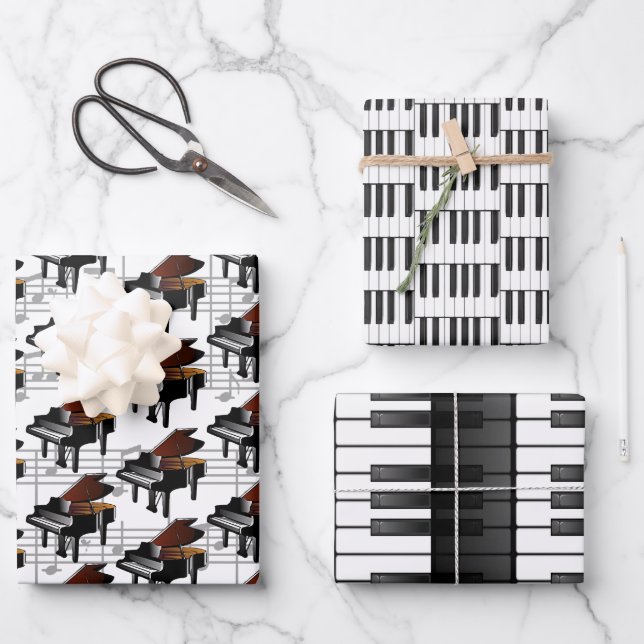 Piano Clavier Musical Design Enveloppement Papier (Recto)