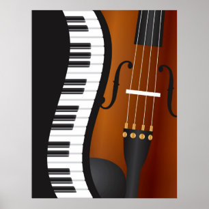 Piano Claviers Bordure ondulée avec affiche violon