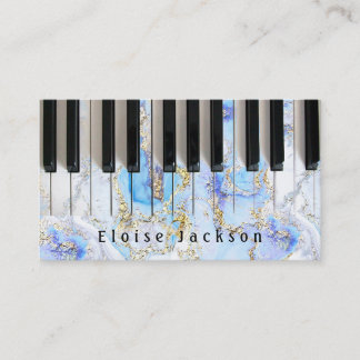piano et carte de visite en marbre bleu