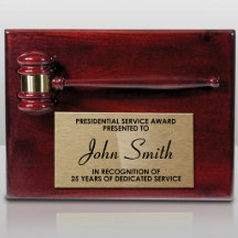 Piano Fini Rosewood Gavel Award Plaque