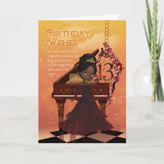 Piano Happy 13e anniversaire Carte de voeux (Devant)