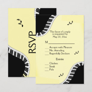 Piano Keyboard Music RSVP avec Menu Jaune