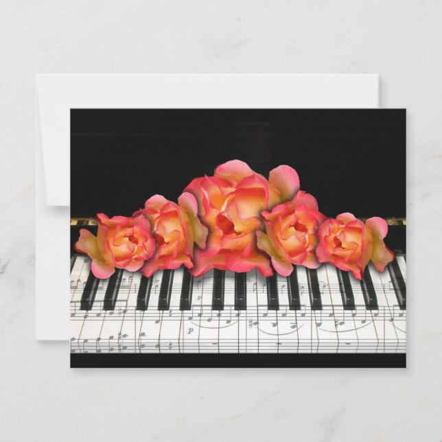 Piano Keyboard Roses et notes musicales (Devant)
