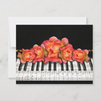 Piano Keyboard Roses et notes musicales