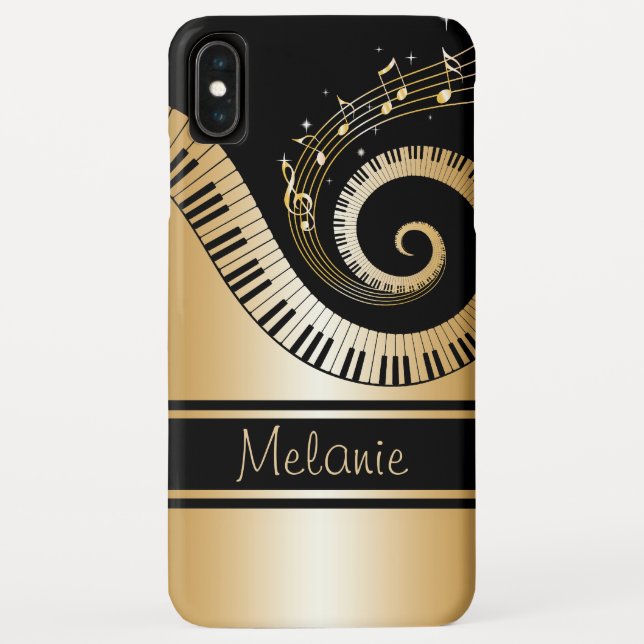 Piano Keys et Gold Music Notes Galaxy Coque (Dos)