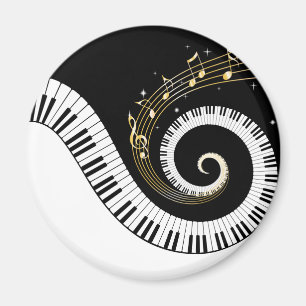 Piano Keys et Gold Music Notes Magnet