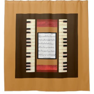 Piano Keys Frame Sheet Musique rideau de douche