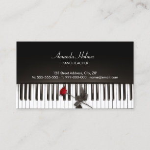 Piano Keys Red Rose Music carte de visite