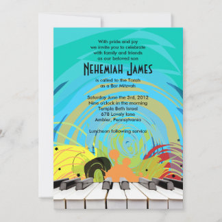 PIANO KEYS & STARS Bar Bat mitzvah Invitation