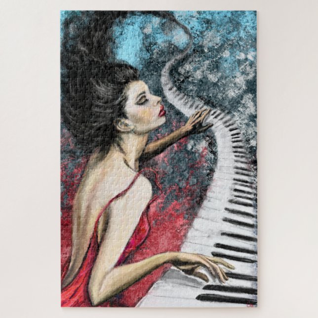 Piano Lady Feed Musique Jigsaw Puzzle (Vertical)