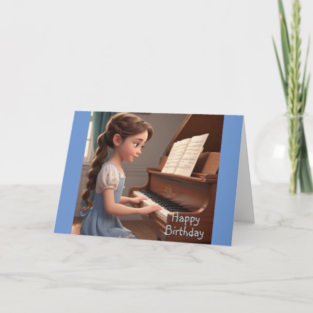 Piano Leçon carte d'anniversaire (Devant)