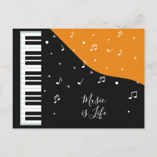 Piano Music carte postale texte personnalisé
