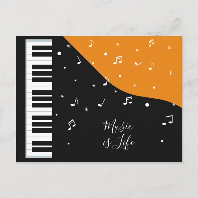 Piano Music carte postale texte personnalisé (Devant)