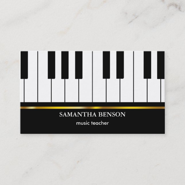 Piano musicien Carte de visite avec note de musiqu (Devant)