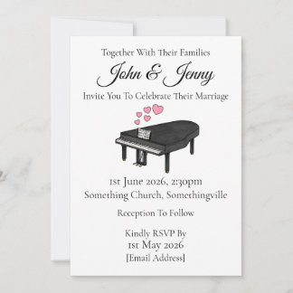 Piano Musiciens Faire-part de mariage contemporain