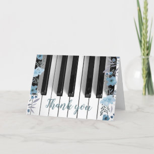piano musique bleu floral merci