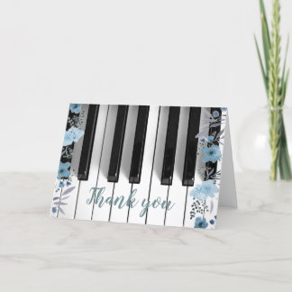 piano musique bleu floral merci