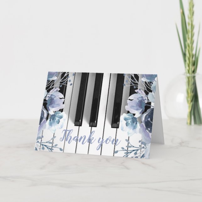 piano musique bleu poussiéreux floral merci (Devant)