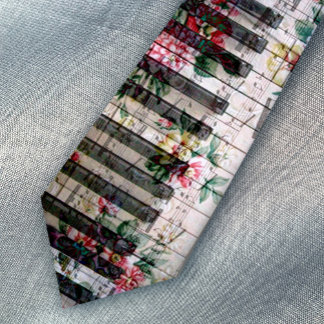 piano musique vintage à fleurs cravate