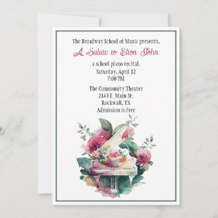 Piano personnalisé coloré Considérant Invitation