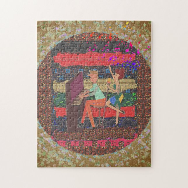 Piano Player Et Notes De Musique Jigsaw Puzzle (Vertical)