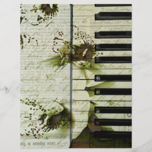 Piano vintage et orchidées blanches sur vieux papi