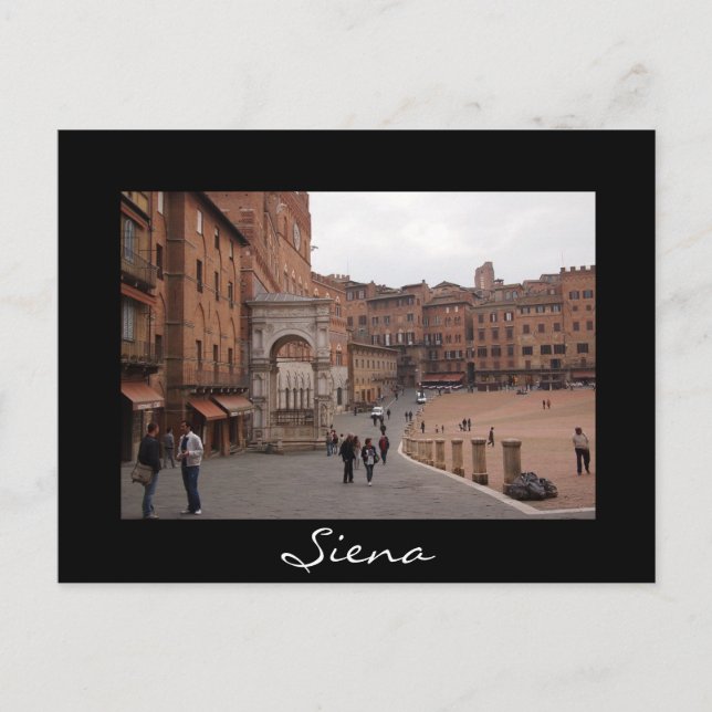 Piazza del Campo, Siena carte postale en noir (Devant)